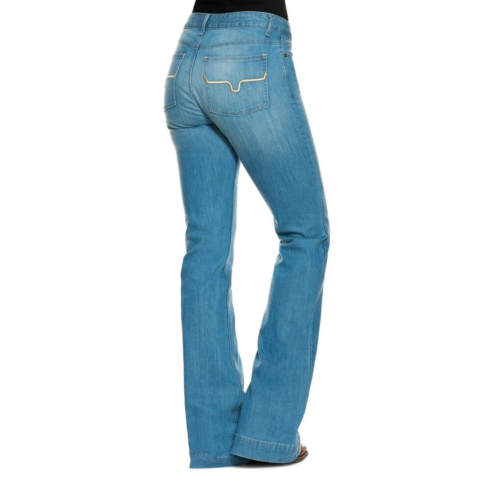 Kimes Ranch Ladies Lola Soho Fade Denim Medium Blue Western Wide Leg Jeans 12/34